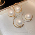 Minimalist Alloy C Shape Pearl Stud Earrings Geometric Round Fashion Ear Jewelry view 1