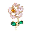 Copper Zircon Rose Brooch Micro Pave Lapel Pin For Cardigans view 5
