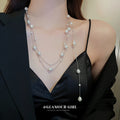 Light Luxury Irregular Faux Pearl Triple Layer Sweater Necklace With Niche Designer Style view 1