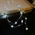 Light Luxury Irregular Faux Pearl Triple Layer Sweater Necklace With Niche Designer Style view 4