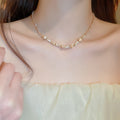 Vintage Irregular Shell And Faux Crystal Clavicle Necklace, Elegant Niche Choker view 4