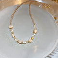 Vintage Irregular Shell And Faux Crystal Clavicle Necklace, Elegant Niche Choker view 3