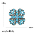 Vintage Alloy Rhinestone Flower Brooch Pin With Turquoise Pearl Accent view 5