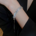 Full Rhinestone Alloy Adjustable Slider Beaded Bracelet Minimalist Geometric Line Jewelry view 1