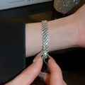Full Rhinestone Alloy Adjustable Slider Beaded Bracelet Minimalist Geometric Line Jewelry view 3