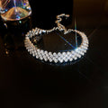 Full Rhinestone Alloy Adjustable Slider Beaded Bracelet Minimalist Geometric Line Jewelry view 2