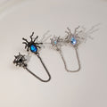 Dark Gothic Spider Web Chain Ear Cuff With Alloy Moonstone Teardrop Crystal Style Clip Earrings view 1