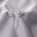 Dark Gothic Spider Web Chain Ear Cuff With Alloy Moonstone Teardrop Crystal Style Clip Earrings view 3