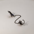 Dark Gothic Spider Web Chain Ear Cuff With Alloy Moonstone Teardrop Crystal Style Clip Earrings view 4