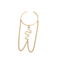 Metal Style Arm Cuff With Long Tassel Snake Chain And Rhinestone, Minimal Luxury Upper Arm Bracelet view 5