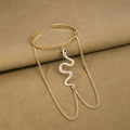 Metal Style Arm Cuff With Long Tassel Snake Chain And Rhinestone, Minimal Luxury Upper Arm Bracelet view 2
