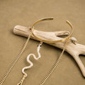 Metal Style Arm Cuff With Long Tassel Snake Chain And Rhinestone, Minimal Luxury Upper Arm Bracelet view 4