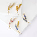 Alloy Crystal Wheat Brooch Pin For Suits Coats And Apparel view 1