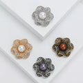 Alloy Rhinestone Pearl Hollow Flower Brooch Pin For Women's Cardigans view 1