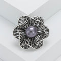 Alloy Rhinestone Pearl Hollow Flower Brooch Pin For Women's Cardigans view 3