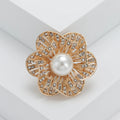 Alloy Rhinestone Pearl Hollow Flower Brooch Pin For Women's Cardigans view 4