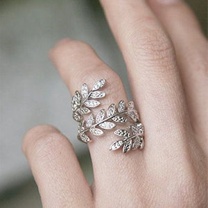 Delicate Vine Flower Cluster Ring For Women, Floral Leaf Wheat Ear Open Ring, Minimalist Jewelry