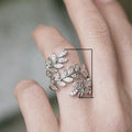 Delicate Vine Flower Cluster Ring For Women, Floral Leaf Wheat Ear Open Ring, Minimalist Jewelry view 5