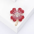Alloy Rhinestone Four Leaf Clover Brooch Pin For Women’s Apparel view 6