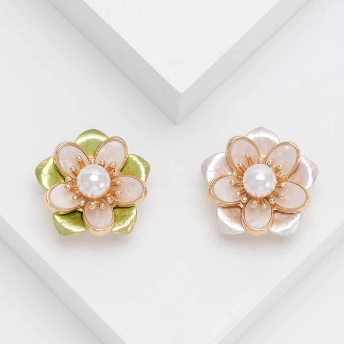 Alloy Enamel Camellia Brooch Pin For Fashion Apparel Decoration