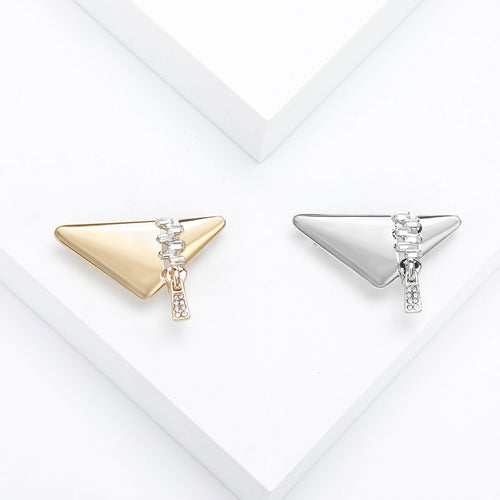 Metal Alloy Triangle Zipper Brooch Pin For Suits And Coats