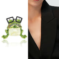 Alloy Enamel Glasses Frog Brooch Pin For Animal Fashion Accessories view 2
