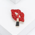 Alloy Enamel Rhinestone Lips Brooch For Fashion Clothing Accessories view 3