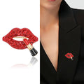 Alloy Enamel Rhinestone Lips Brooch For Fashion Clothing Accessories view 2