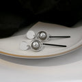 Elegant Minimalist Geometric Circle Studs With Faux Pearl Ball And Black Bar Tassel Alloy Drop Earrings view 3
