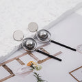 Elegant Minimalist Geometric Circle Studs With Faux Pearl Ball And Black Bar Tassel Alloy Drop Earrings view 2