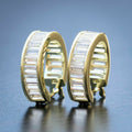 Creative Designer Zircon Ear Cuff Earrings Layered Trapezoid Row Hoop Hip Hop Ear Jewelry view 1