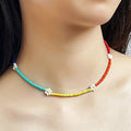Korean Japanese Colorful Beaded Cartoon Pearl Flower Collarbone Necklace view 2