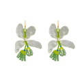 Elegant Fabric Leaf Crystal Lily Of The Valley Beaded Tassel Hook Earrings view 5