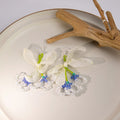 Elegant Fabric Leaf Crystal Lily Of The Valley Beaded Tassel Hook Earrings view 2
