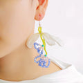 Elegant Fabric Leaf Crystal Lily Of The Valley Beaded Tassel Hook Earrings view 4
