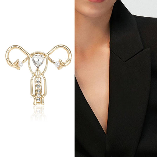 Metal Alloy Rhinestone Uterus Organ Brooch Pin For Creative Accessories