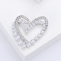 Alloy Pearl Rhinestone Heart Brooch Pin For Coats And Shawls view 3