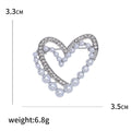 Alloy Pearl Rhinestone Heart Brooch Pin For Coats And Shawls view 5