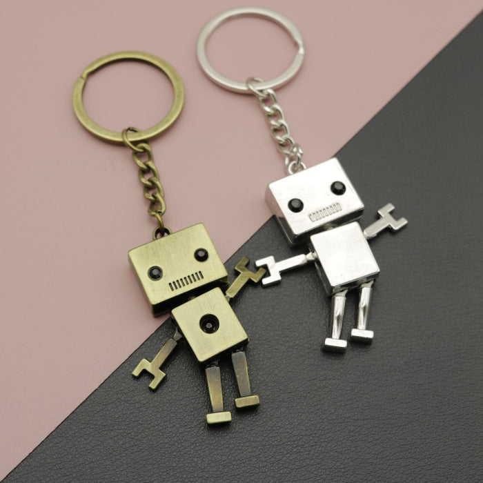 Metal Minimalist Robot Keychain For Key Ring Gift