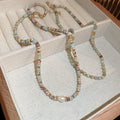 Light Luxury Faux Pearl Abacus Bead Necklace Geometric Line Collarbone Chain for Women view 1