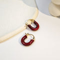 French Vintage Purple Enamel U Shape Hoop Earrings Elegant Glossy Alloy Mini Letter Ear Cuff Earrings view 3
