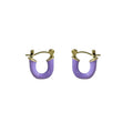 French Vintage Purple Enamel U Shape Hoop Earrings Elegant Glossy Alloy Mini Letter Ear Cuff Earrings view 5
