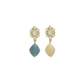 Vintage French Geometric Rhombus Alloy Studs With Pearl Accent And Asymmetric Crystal Drop Earrings view 5