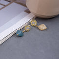 Vintage French Geometric Rhombus Alloy Studs With Pearl Accent And Asymmetric Crystal Drop Earrings view 4