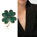Enamel Alloy Four Leaf Clover Brooch For Fresh Style Apparel view 2