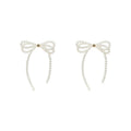 925 Sterling Silver Bow Pearl Tassel Drop Earrings Korean Style Elegant Fashion Jewelry view 5