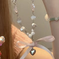 Sweet Heart Bow Faux Pearl Crystal Clavicle Necklace With Dopamine Colorful Charm Design view 4