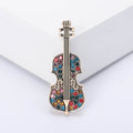 Vintage Alloy Rhinestone Violin Brooch Pin For Cardigans And Shawls view 6