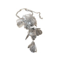 Copper Rhinestone Flower Tassel Triple Layer Statement Necklace For Women view 5
