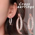 Korean Design Cross Drop Earrings For Women, Front Back Wear Geometric Zircon Earrings view 2
